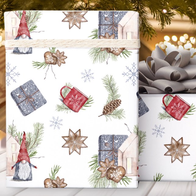 Hygge Christmas Cute Gnome Nordic Holidays Wrapping Paper (Hygge Christmas Cute Gnome Nordic Holidays Wrapping Paper)