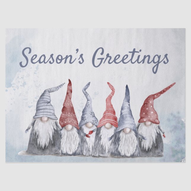 Hygge Christmas Holiday Gnomes Tissue Paper (Front)