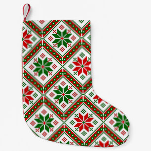 hygge cottagecore christmas poinsettia small christmas stocking