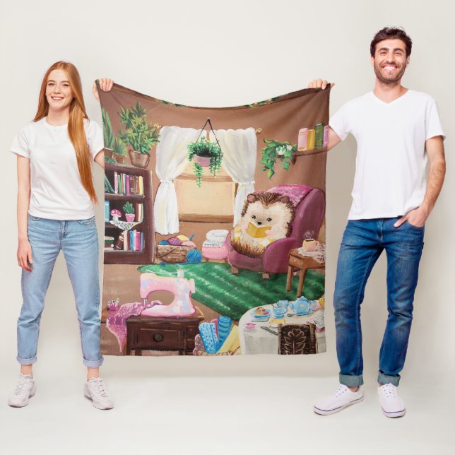 Hygge Hedgehog Fleece Blanket (In Situ)
