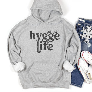 Hygge Life Cosy Danish Quote Nordic Typography Lt Hoodie
