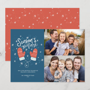Hygge Mittens 2 Photo Christmas Holiday Flat Card