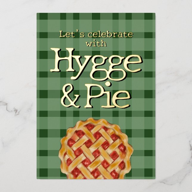 Hygge Scandinavian style plaid foil invitation (Front)