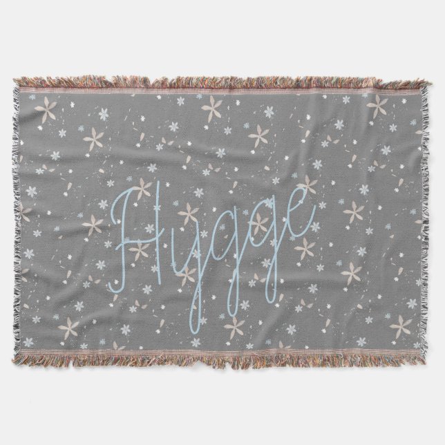 Hygge Snow Flowers Throw Blanket (Front)