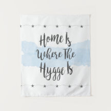 Hygge Watercolor Cosy Home Pastel Blue White