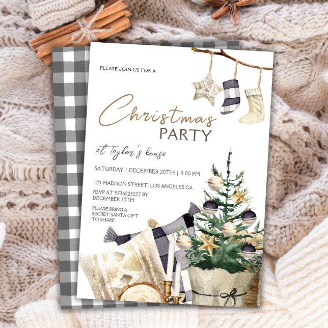 Hygge Watercolor Tree | Christmas Party Invitation (Creator Uploaded)