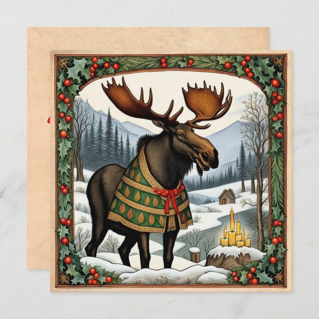 Hygge Winter Moose Holiday Card (Front/Back)