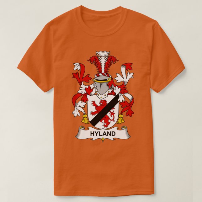 Hyland Coat of Arms Family Crest  T-Shirt (Design Front)