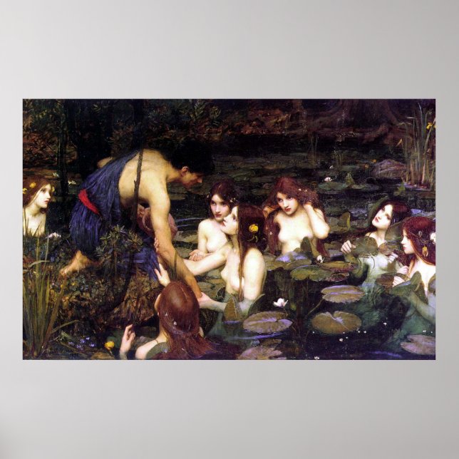 Hylas and the Nymphs, by John William Waterhouse Poster (Front)