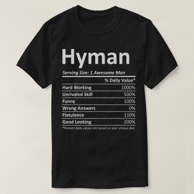 HYMAN Nutrition Funny Birthday Personalised Name G T-Shirt (Design Front)