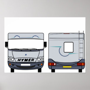 Hymer Motorhome Front Back Colour Poster