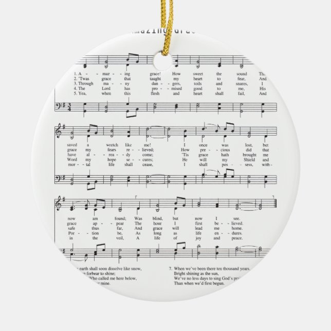 Hymn - Amazing Grace Ceramic Tree Decoration (Front)