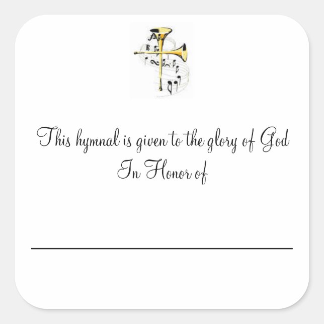 Hymnal Plates In Honour of Square Sticker (Front)