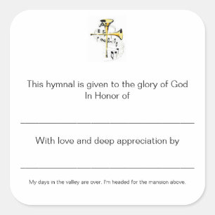 Hymnal Plates In Honour of Square Sticker