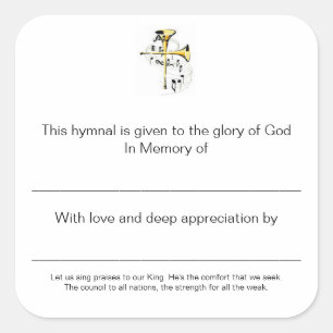 Hymnal Plates In Memory of Square Sticker