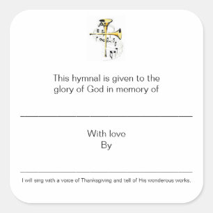 Hymnal Plates In Memory of Square Sticker