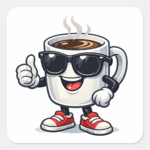 Hyped Up Coffee Cup Square Sticker