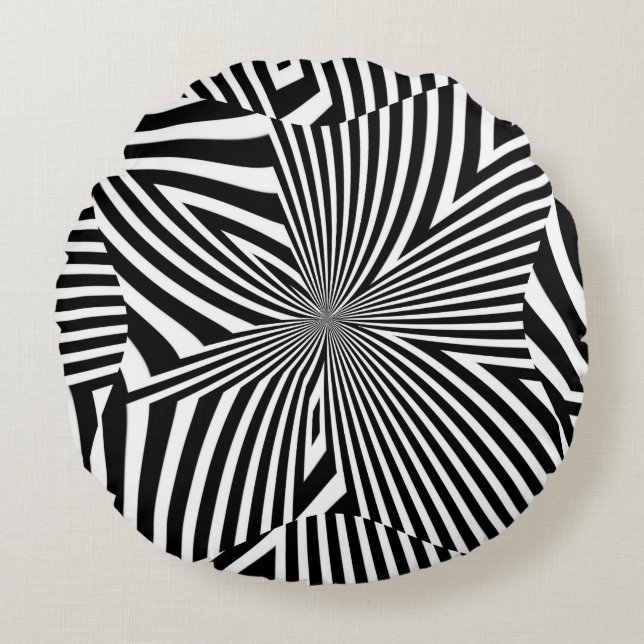 Hyper Black and White Round Cushion (Front)