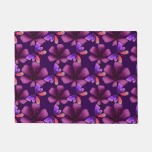 Hyper-Bloom Purple Butterfly: Dark  Floral  Doormat