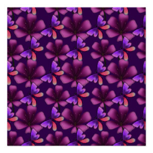 Hyper-Bloom Purple Butterfly: Dark Maximalist Flor Poster