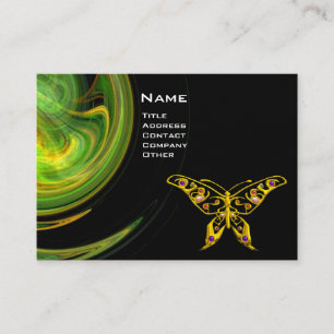 HYPER BUTTERFLY- bright orange green black yellow Business Card