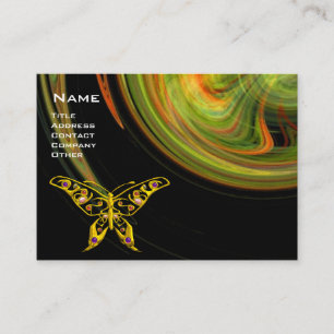 HYPER BUTTERFLY- bright orange green black yellow Business Card