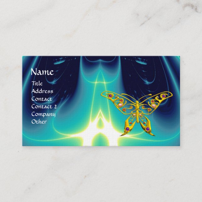 HYPER BUTTERFLY / LIGHT WAVES, Aqua Blue,Turquase Business Card (Front)