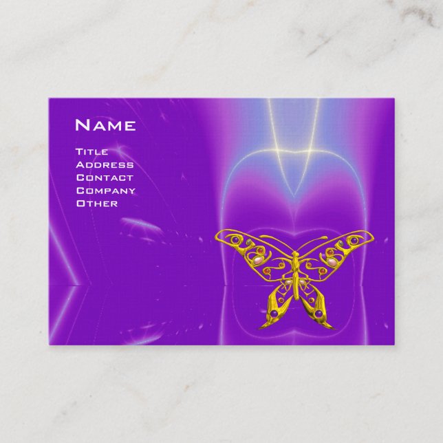 HYPER BUTTERFLY,LIGHT WAVES,Purple,Ultra Violet Business Card (Front)