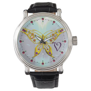 HYPER BUTTERFLY MONOGRAM ,Aqua Blue Fractals Watch