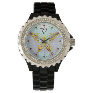HYPER BUTTERFLY MONOGRAM ,Aqua Blue Fractals Watch