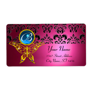 HYPER BUTTERFLY MONOGRAM pink damask blue sapphire
