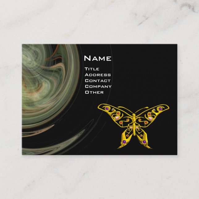 HYPER BUTTERFLY- orange grey white black yellow Business Card (Front)