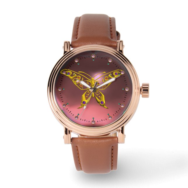 HYPER BUTTERFLY ,Pink Amethyst Watch (Front)