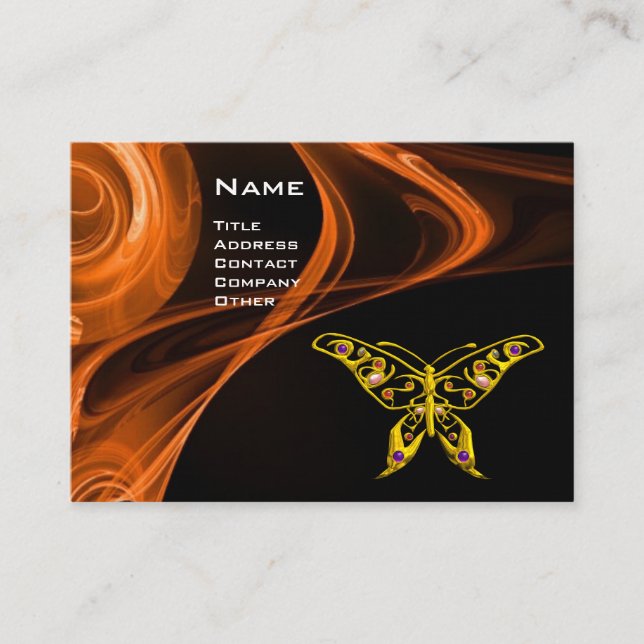HYPER BUTTERFLY- red orange black yellow Business Card (Front)