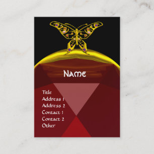 HYPER BUTTERFLY  RUBY  MONOGRAM black red yellow Business Card
