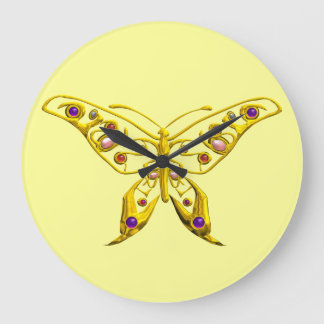 HYPER BUTTERFLY,yellow Large Clock