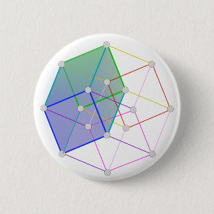 Hyper Cube 2 -- cool science in 4D! 6 Cm Round Badge