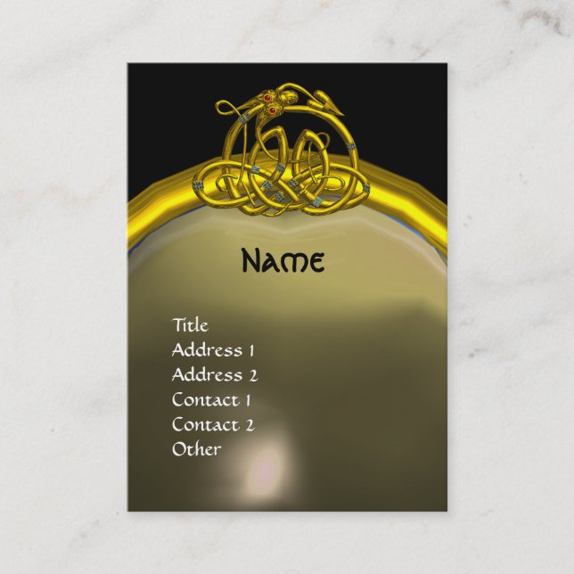 HYPER DRAGON AGATE MONOGRAM  grey black yellow Business Card (Front)