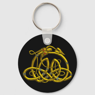 HYPER DRAGON Gold Celtic knots In Black Key Ring