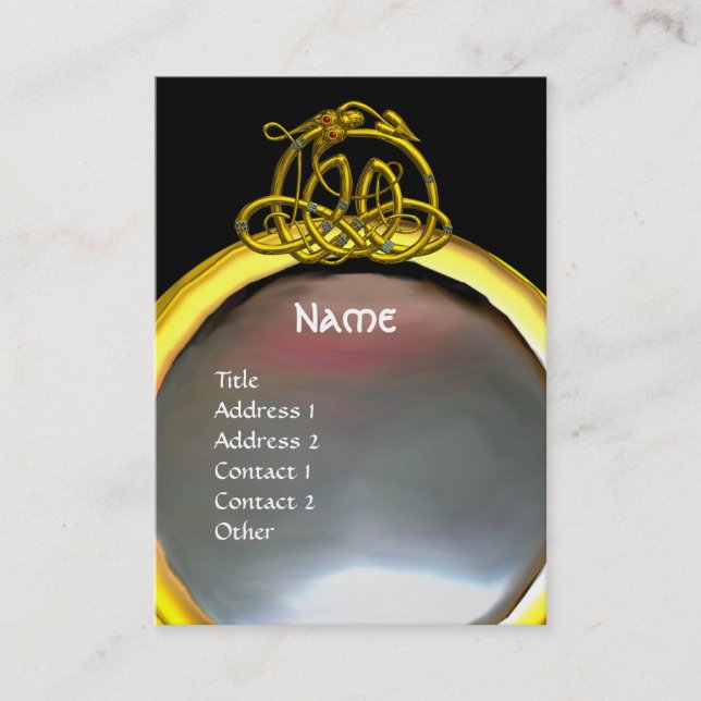 HYPER DRAGON PEARL MONOGRAM pink black yellow Business Card (Front)