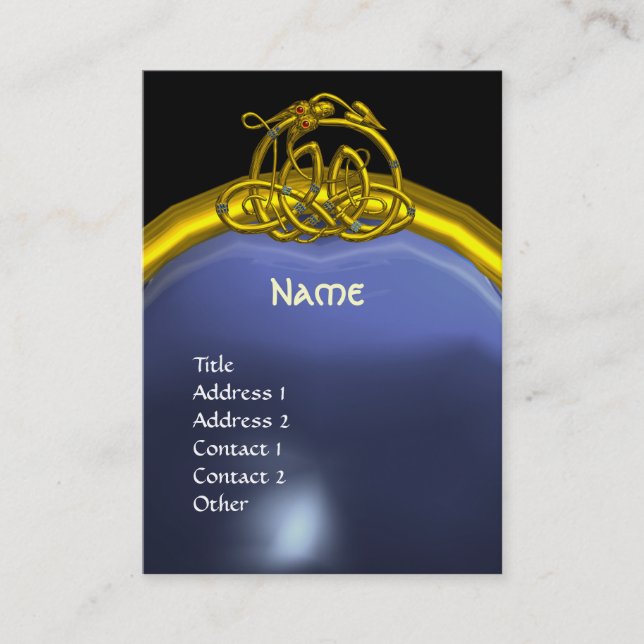 HYPER DRAGON SAPPHIRE MONOGRAM blue blackyellow Business Card (Front)