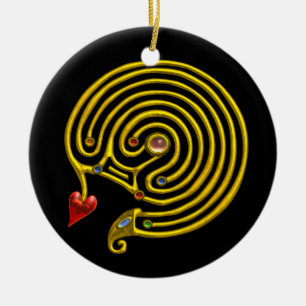 HYPER LABYRINTH black and white Ceramic Tree Decoration