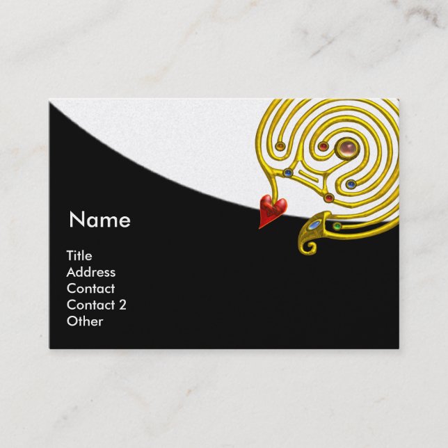 HYPER LABYRINTH black and white ,red, pearl paper Business Card (Front)