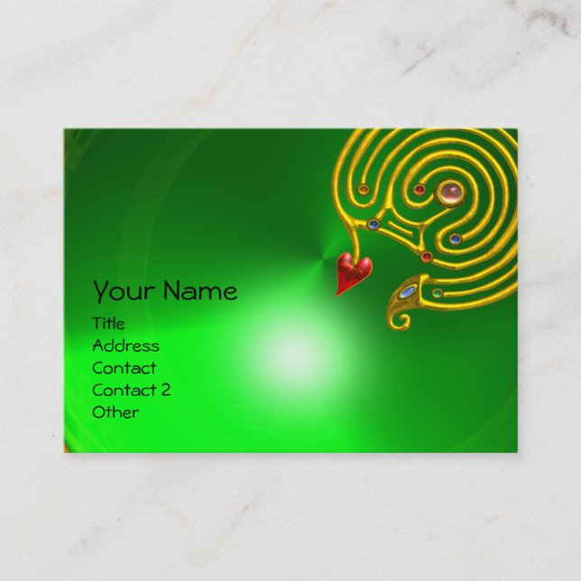 HYPER LABYRINTH EMERALD ,red yellow green Business Card (Front)