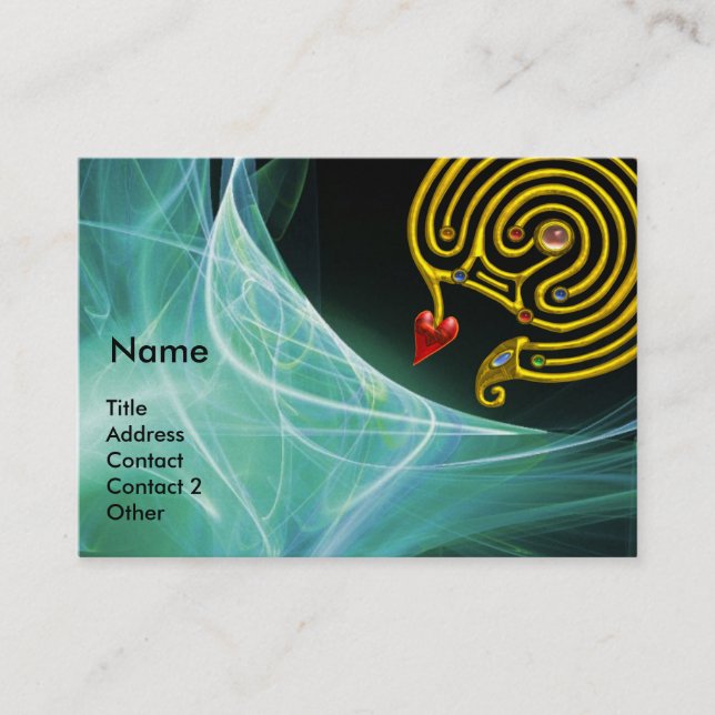 HYPER LABYRINTH IN BLUE GREEN TEAL LIGHT WAVES BUSINESS CARD (Front)