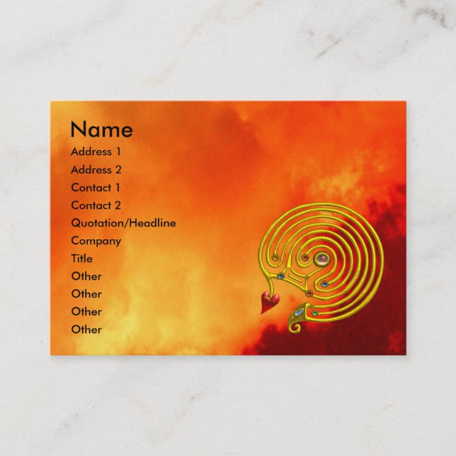 HYPER LABYRINTH ,red yellow clouds Business Card (Front)