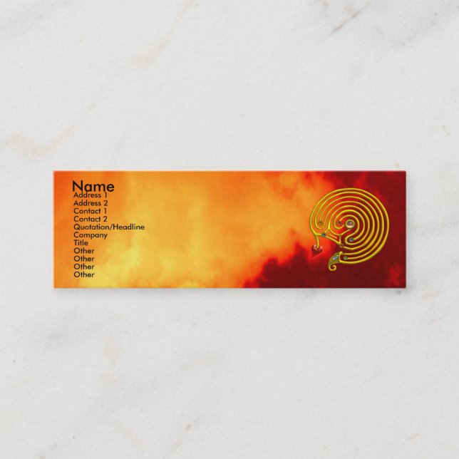 HYPER LABYRINTH ,red yellow clouds Mini Business Card (Front)
