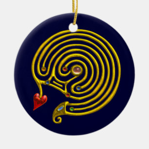 HYPER LABYRINTH white and blue Ceramic Tree Decoration