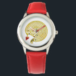 HYPER LABYRINTH,white Watch<br><div class="desc">Elegant, cool, artistic and unique design of a golden mediaeval labyrinth with shiny gem stones, bling.Very accurated jewel design, modelling and rendering by Bulgan Lumini (c).Part from series Hyper Talismans.</div>