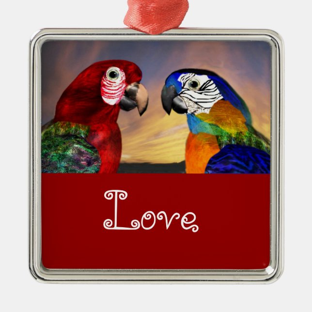 HYPER PARROTS / BLUE AND RED ARA Love Metal Tree Decoration (Front)